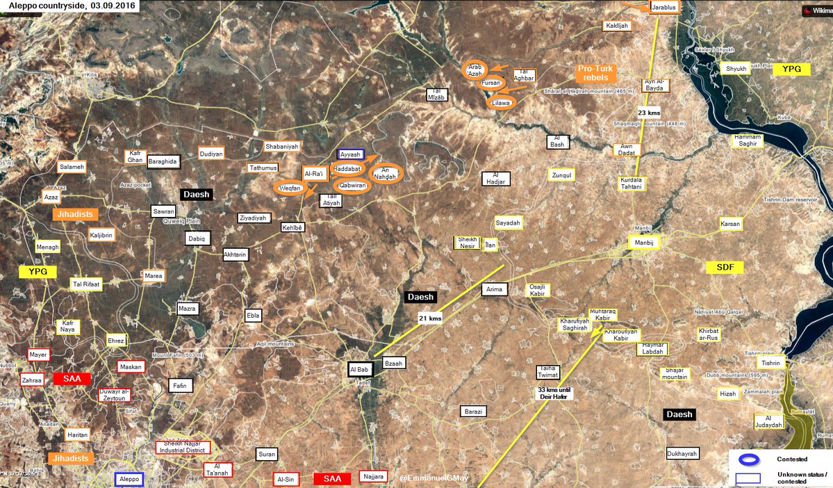 Turkish-backed Militants Advancing near Al Rai in Northern Syria