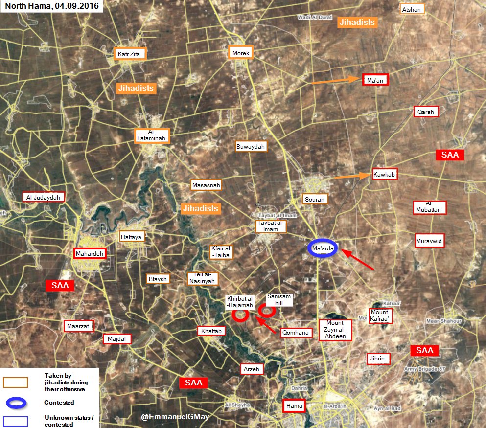 Pro-Government Forces Retake Khirbat al-Hajamah and Samsam hill in Hama Province