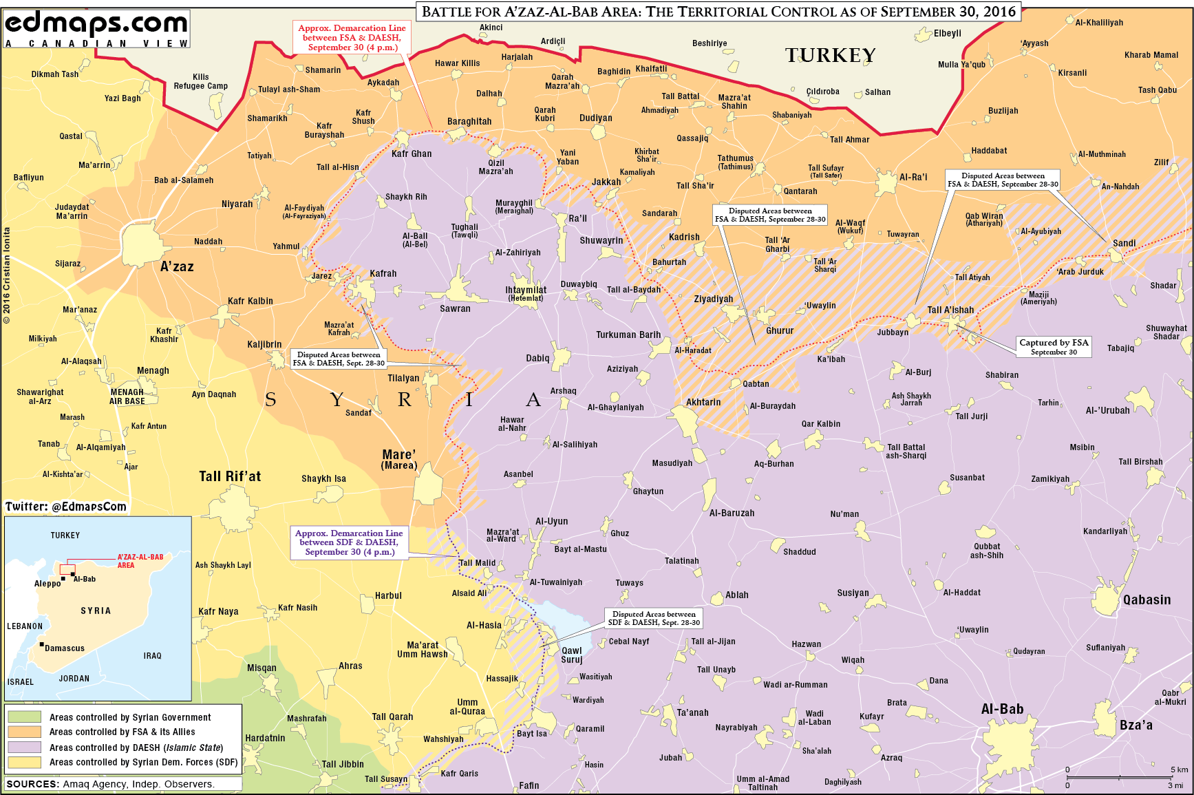 Turkey-led Forces Claim to Expand Military Operations near Syrian City of Azaz