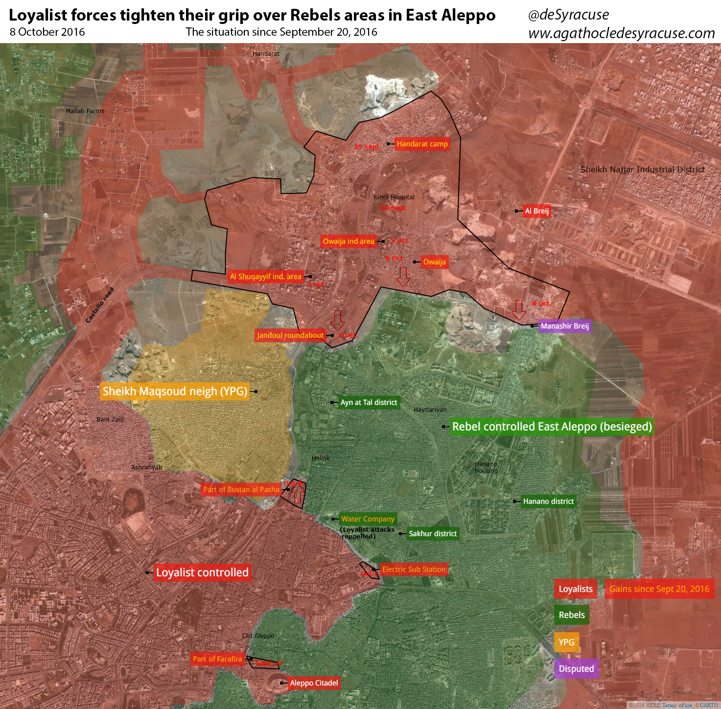 Overview of Military Situation in Aleppo City on October 8-9, 2016