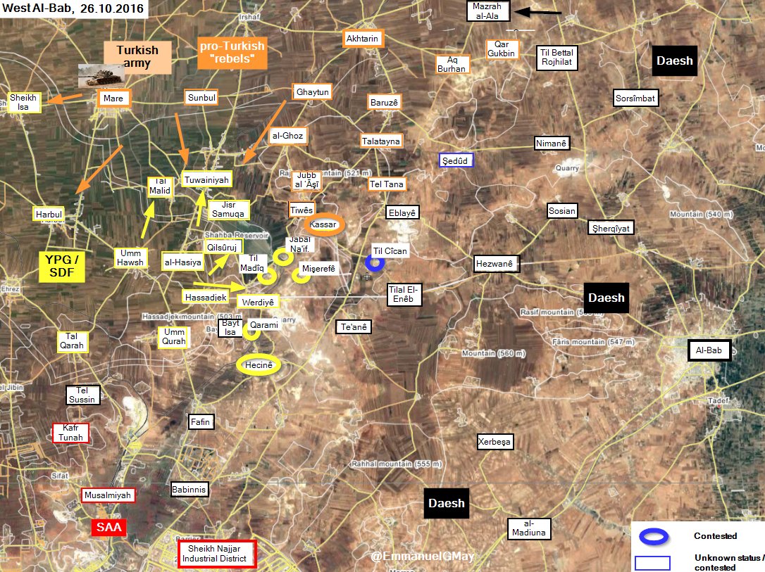 Kurdish YPG Attacking Turkish-backed Militants in Northern Aleppo