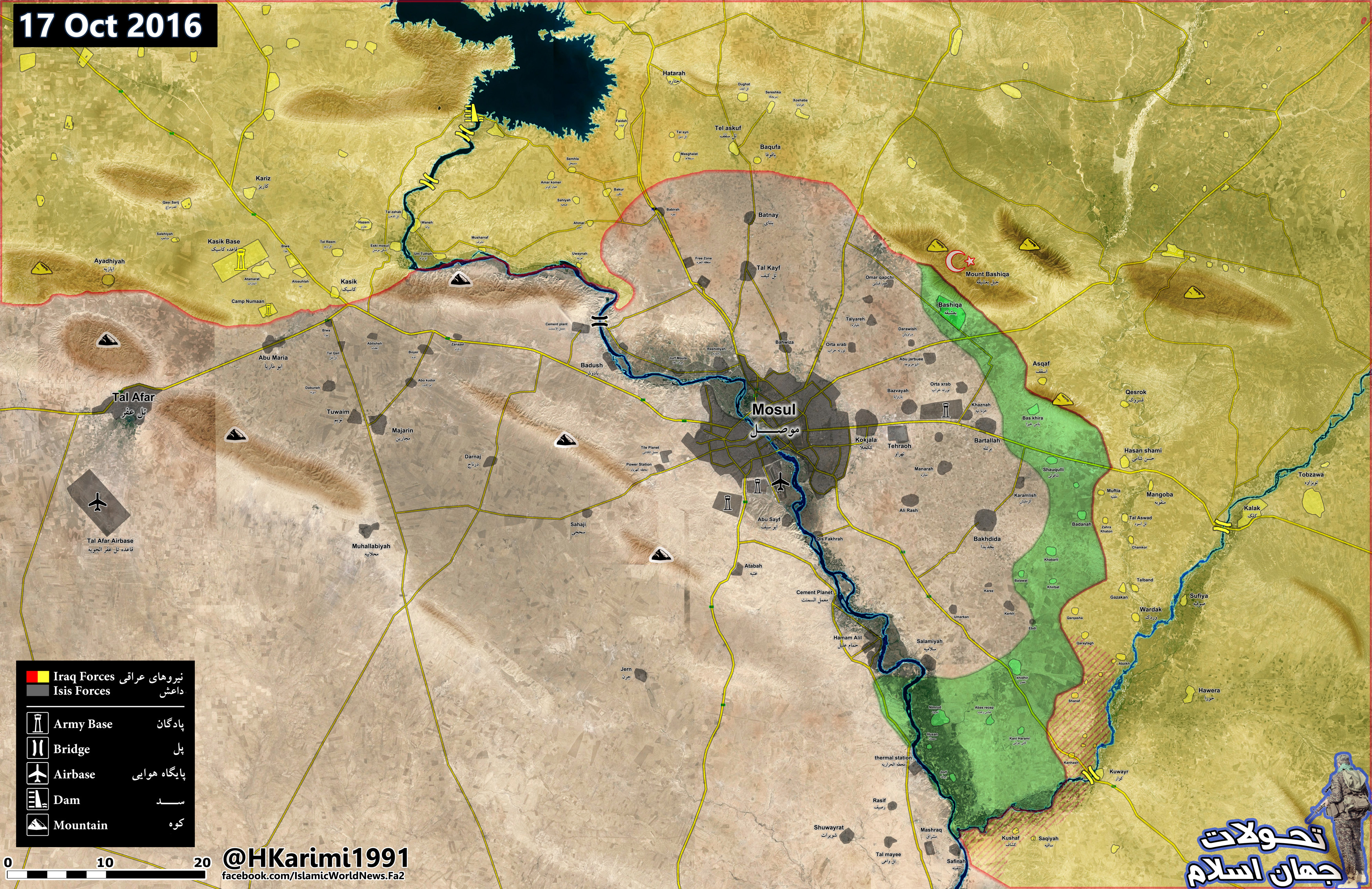 Iraqi Map Update: 1st Day of Battle for Mosul - Results