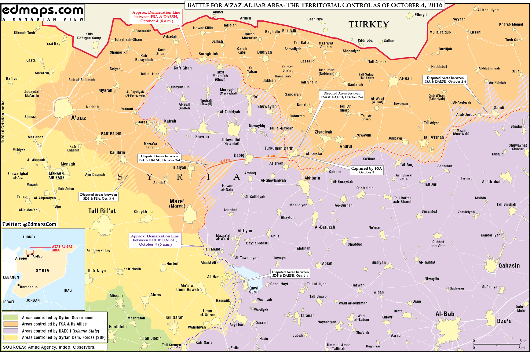 Map Update: Military Situation in Northern Part of Aleppo Province on September 4