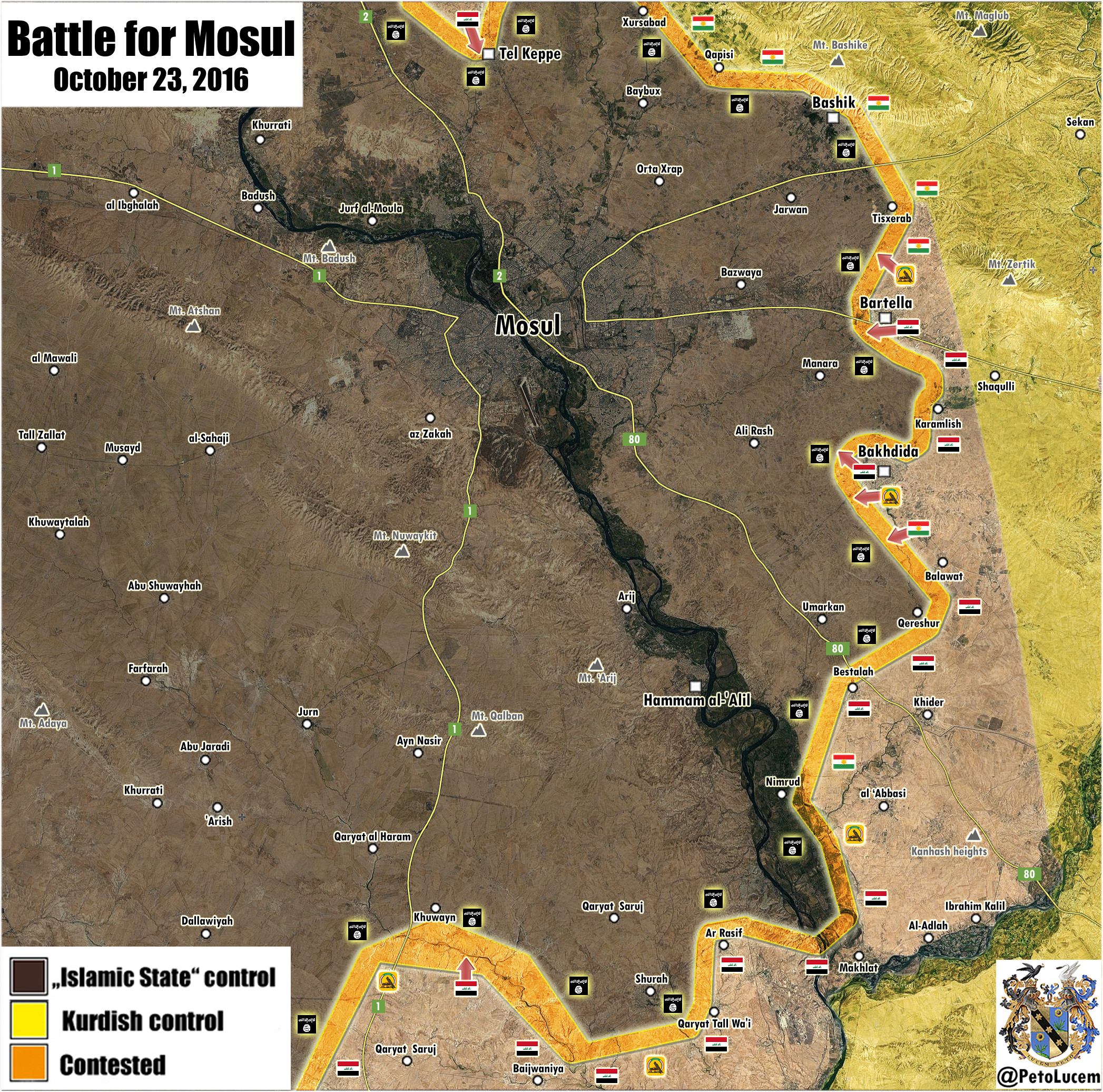 Iraqi Map Update: Results of 7th Day of Battle for Mosul