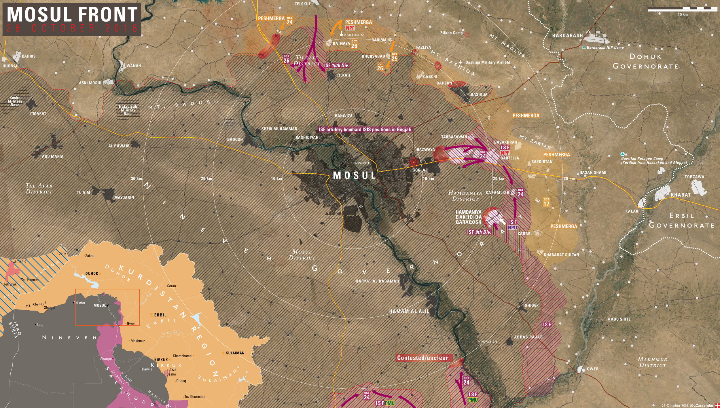 Iraqi Map Update: Results of 10th Day of Battle for Mosul