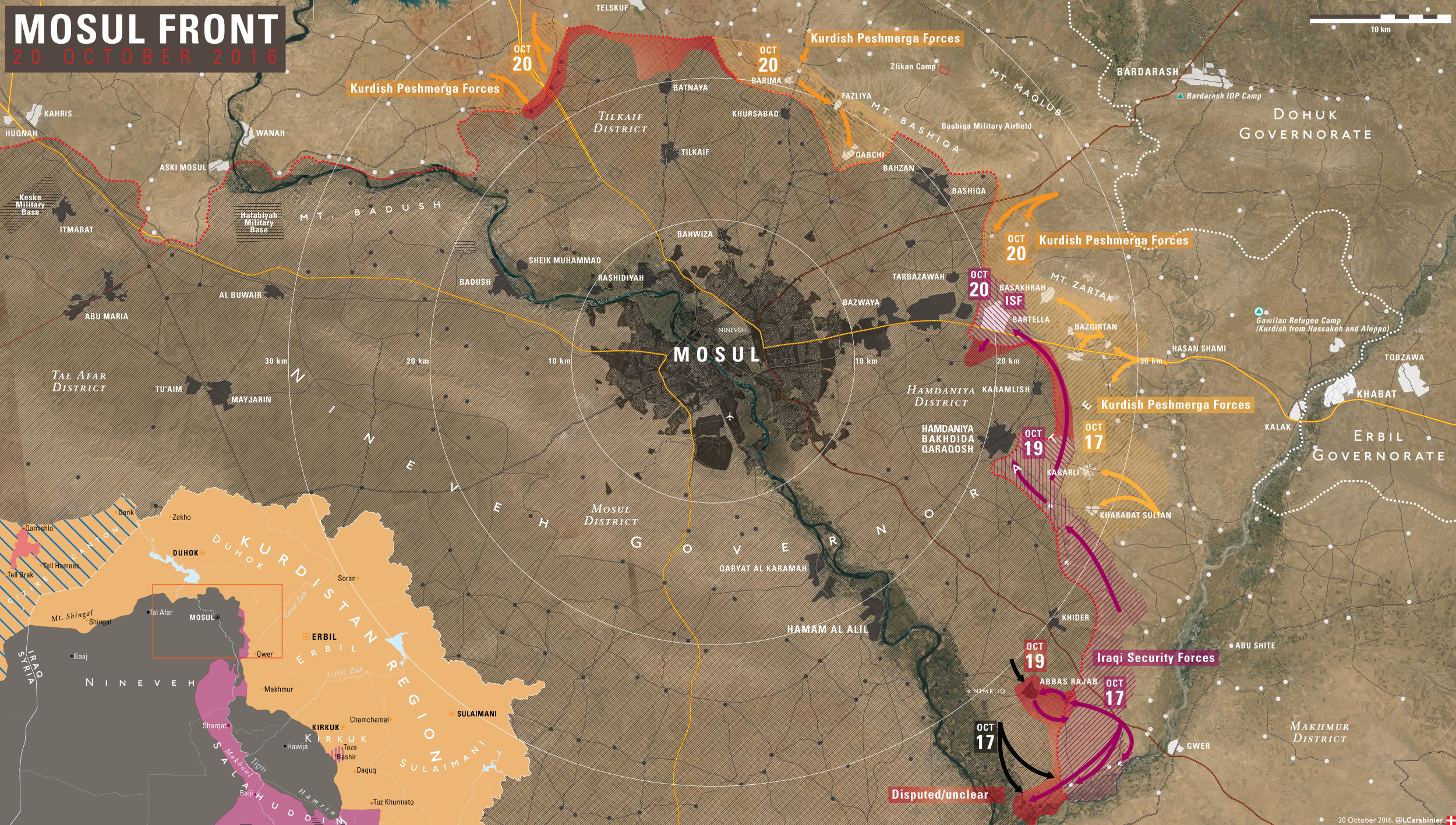 Iraqi Map Update: Results of 4th Day of Battle for Mosul