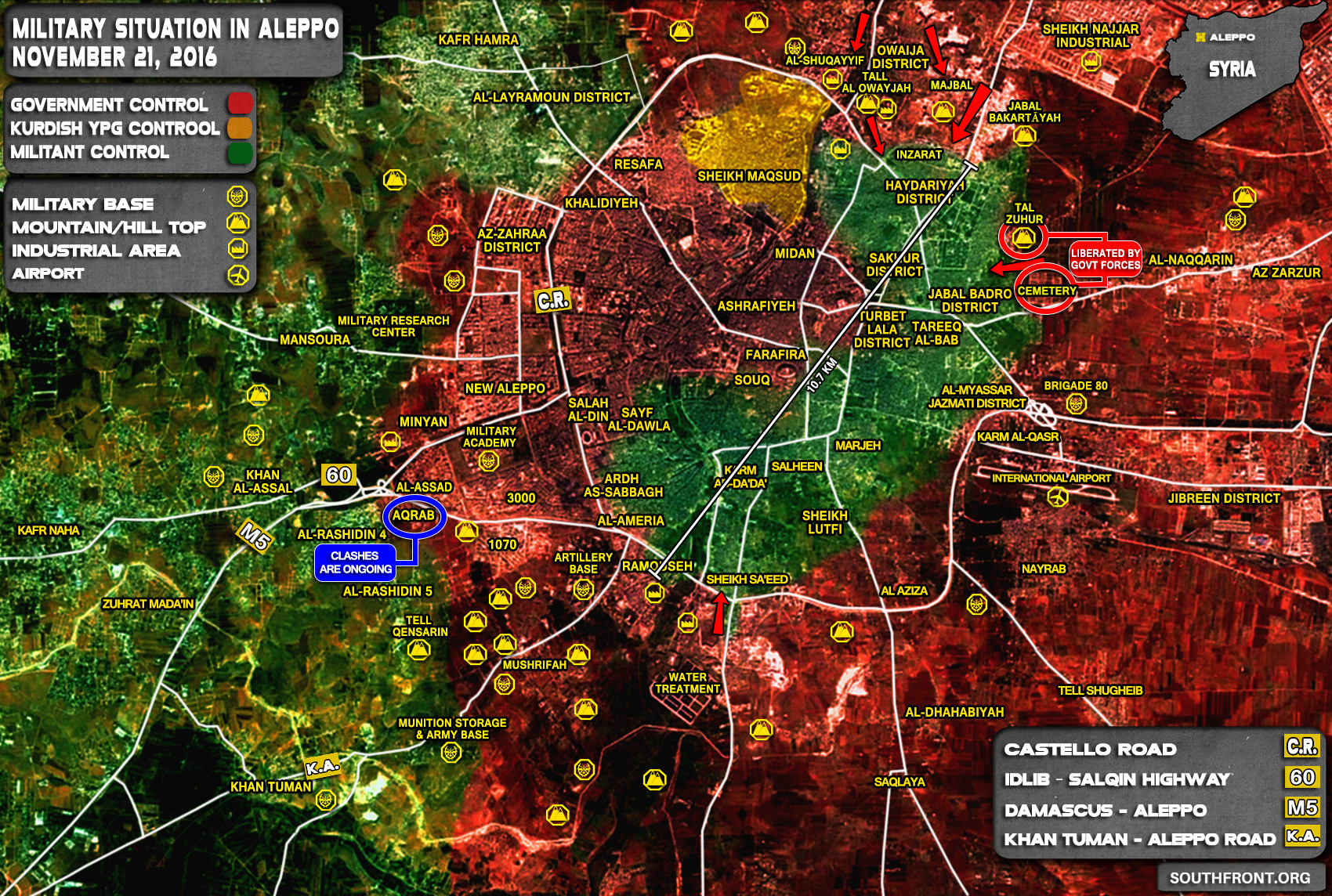 Overview of Military Situation in Aleppo City on November 21, 2016