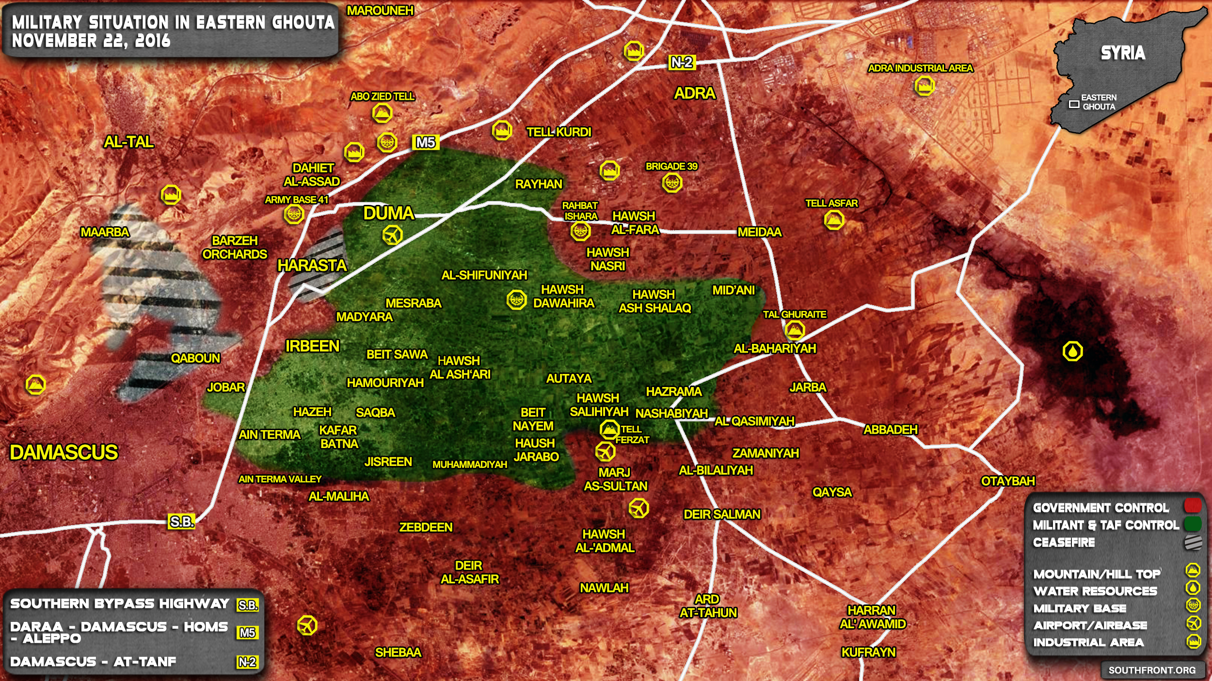 Government Forces Advancing at Damascus-Aleppo Highway in Eastern Ghouta