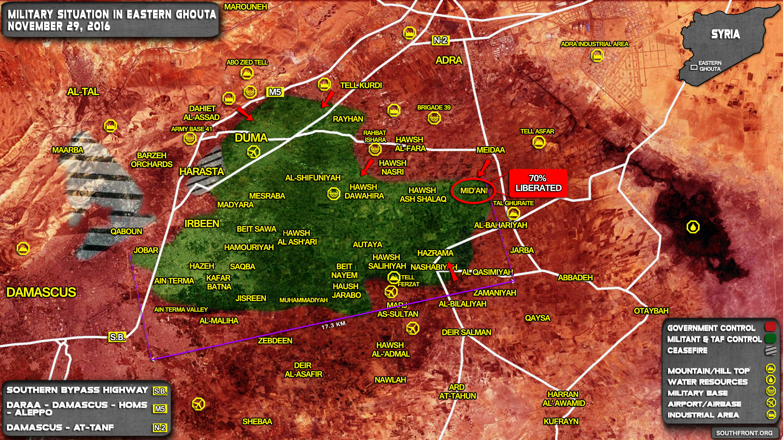 Government Forces Seize Over Half of Mid'ani Town, Prepare Major Offensive in Eastern Ghouta