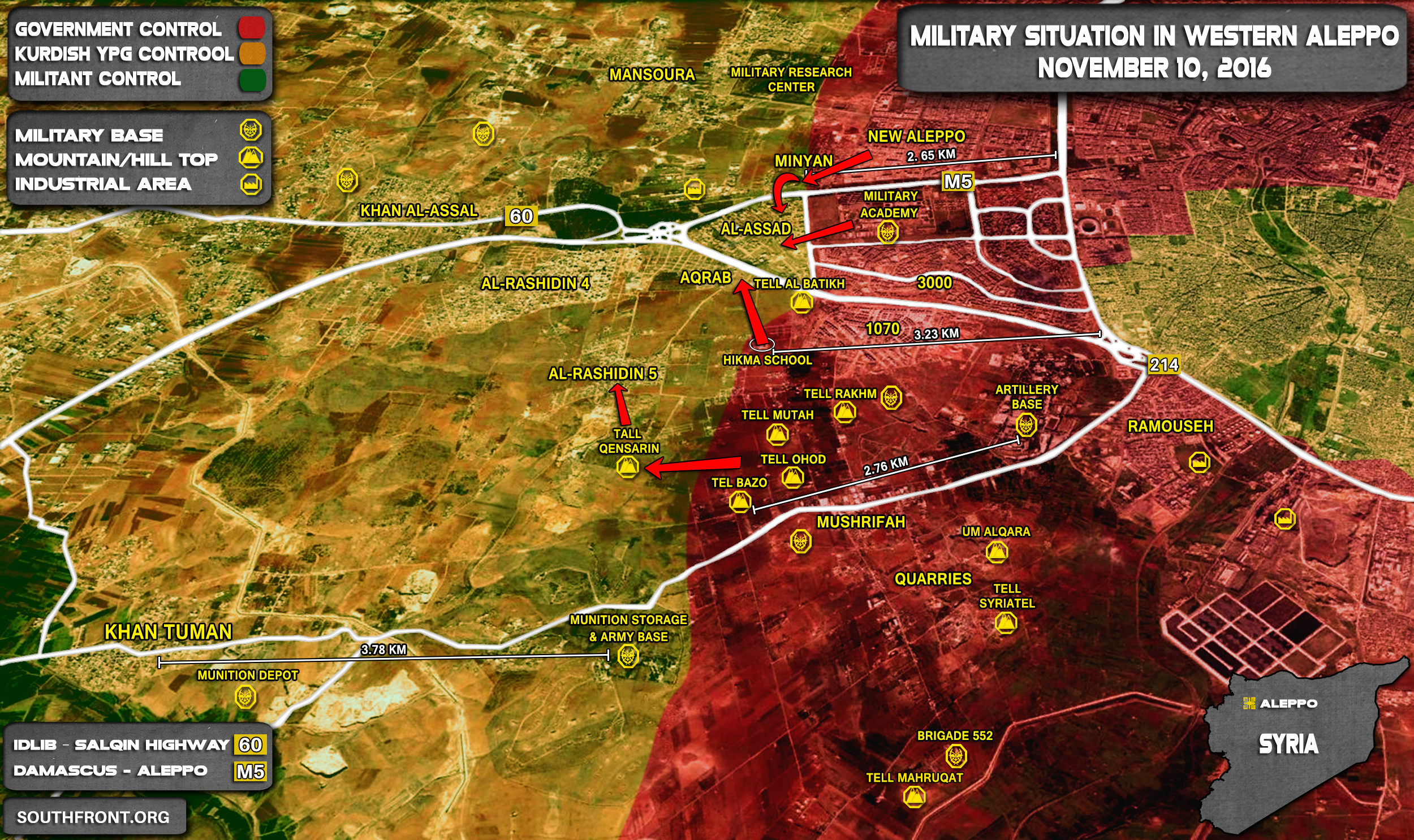 Overview of Military Situation in Aleppo City on November 12, 2016: Govt Forces Liberate More Areas in Western Aleppo