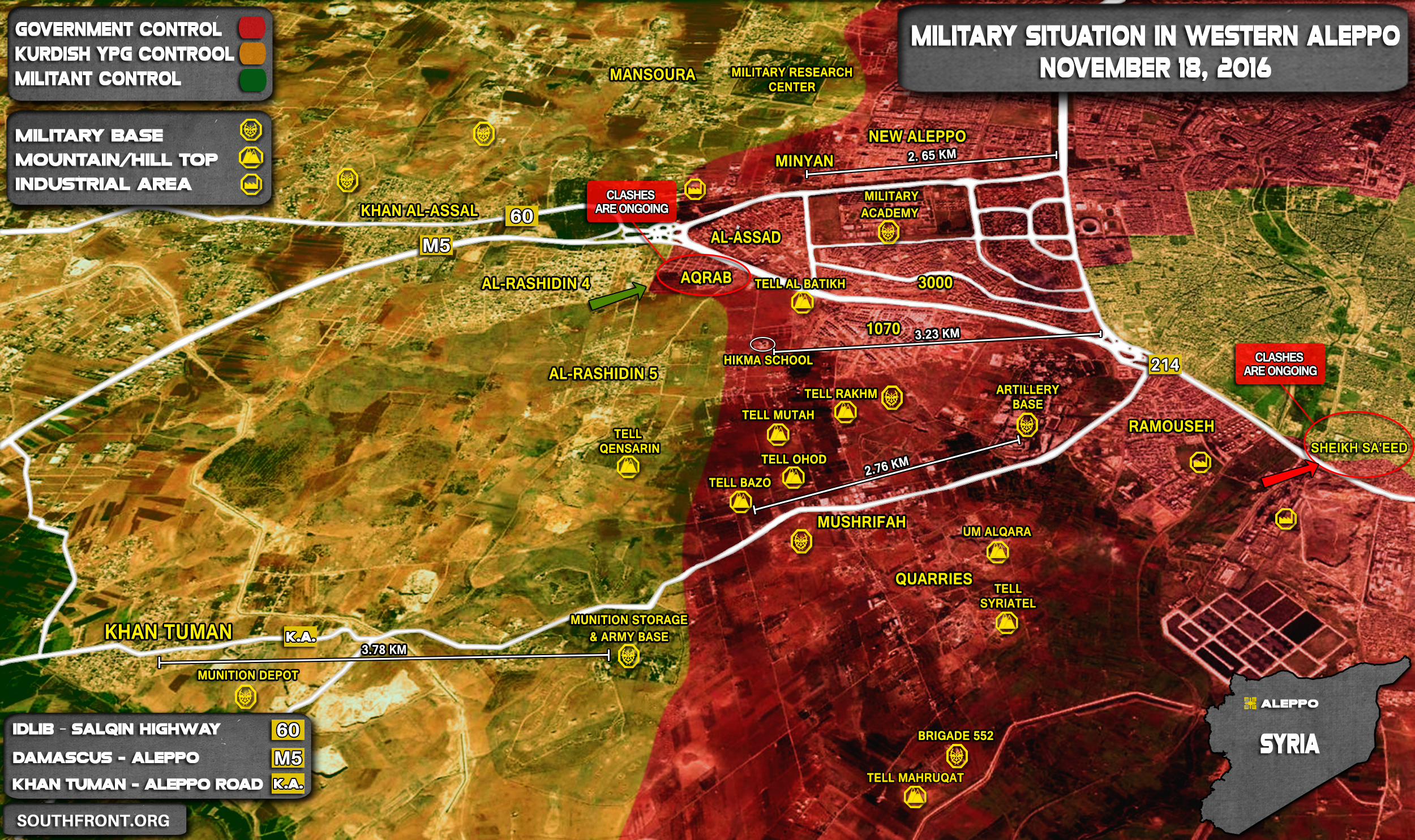 Overview of Military Situation in Aleppo City on Novmber 18, 2016