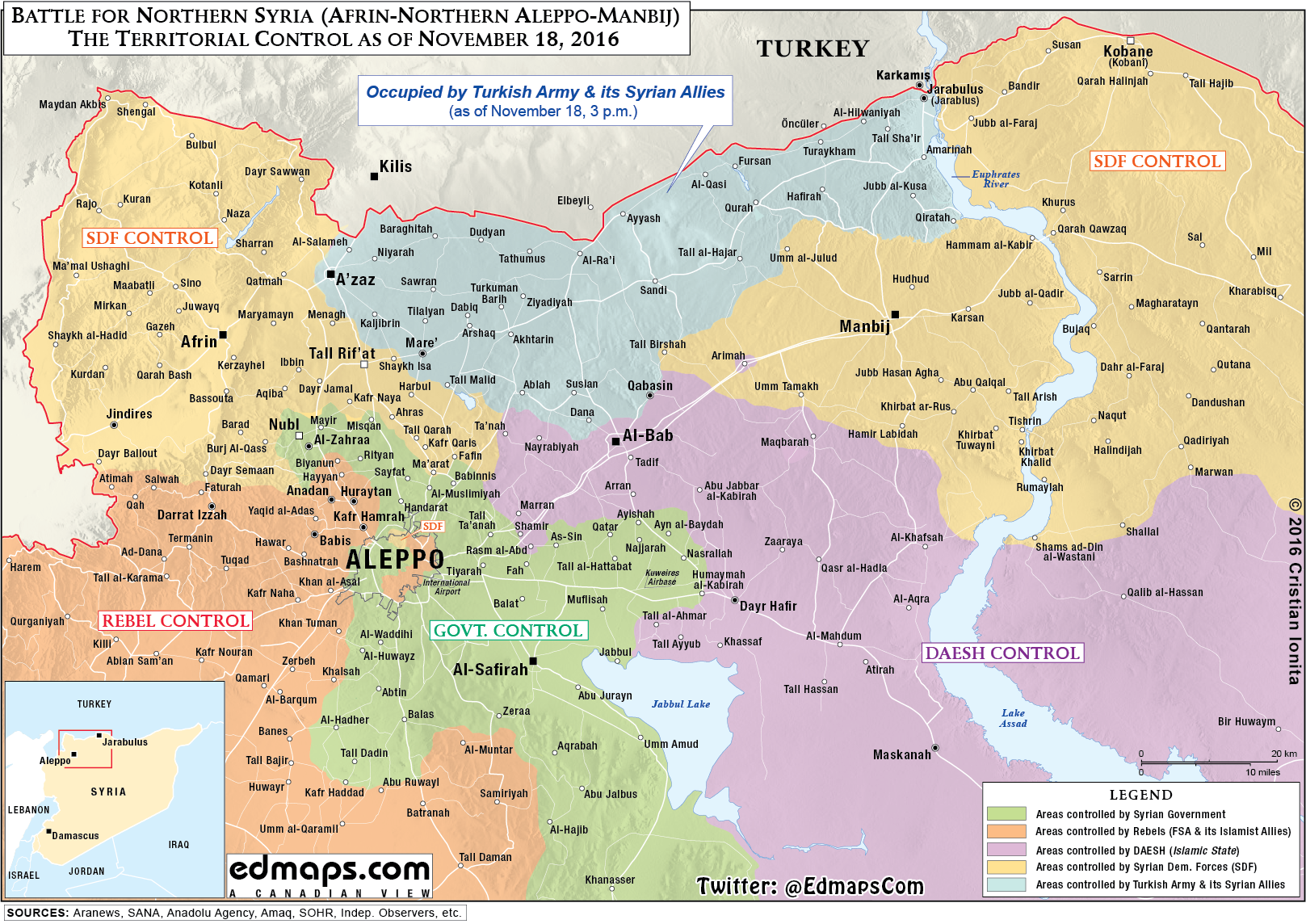 Map Update: Military Situation in Northern Syria on November 18, 2016