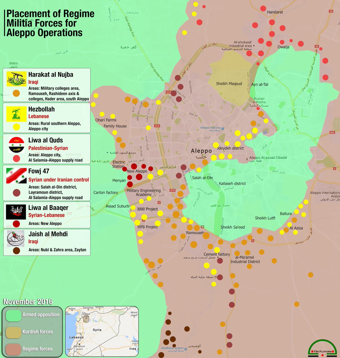 Overview of Military Situation in Aleppo City on November 11, 2016