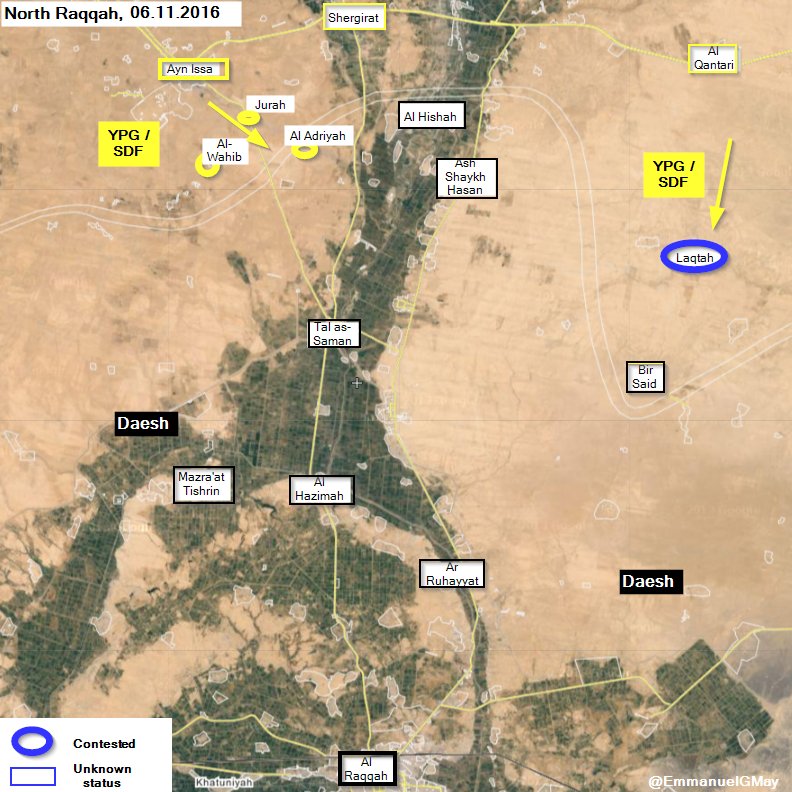 Syria War Map: First Gains of YPG-led Advance on ISIS-controlled City of Raqqa