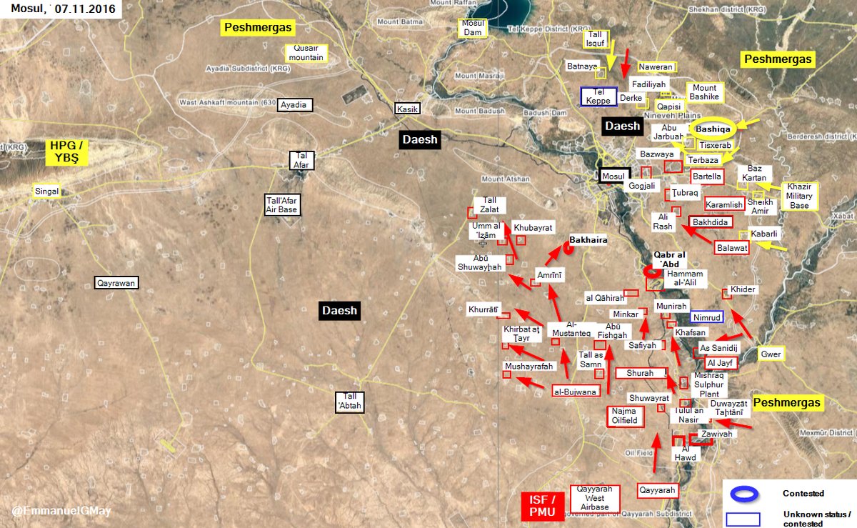 Kurdish Peshmerga Secure Key Town of Bashiqa in Mosul Countryside