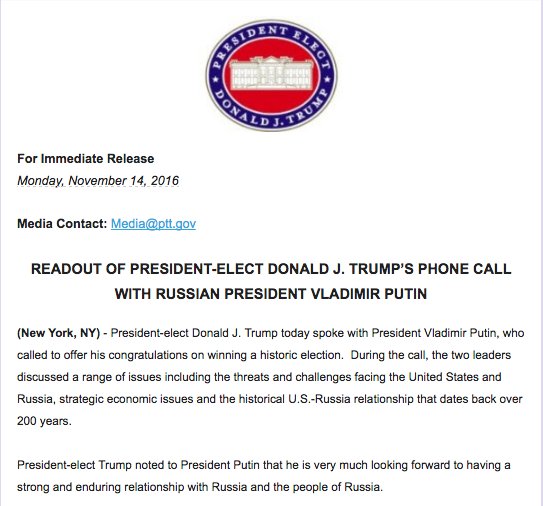 Putin & Trump Hold First Phone Call to Discuss Syria, US-Russian Relations