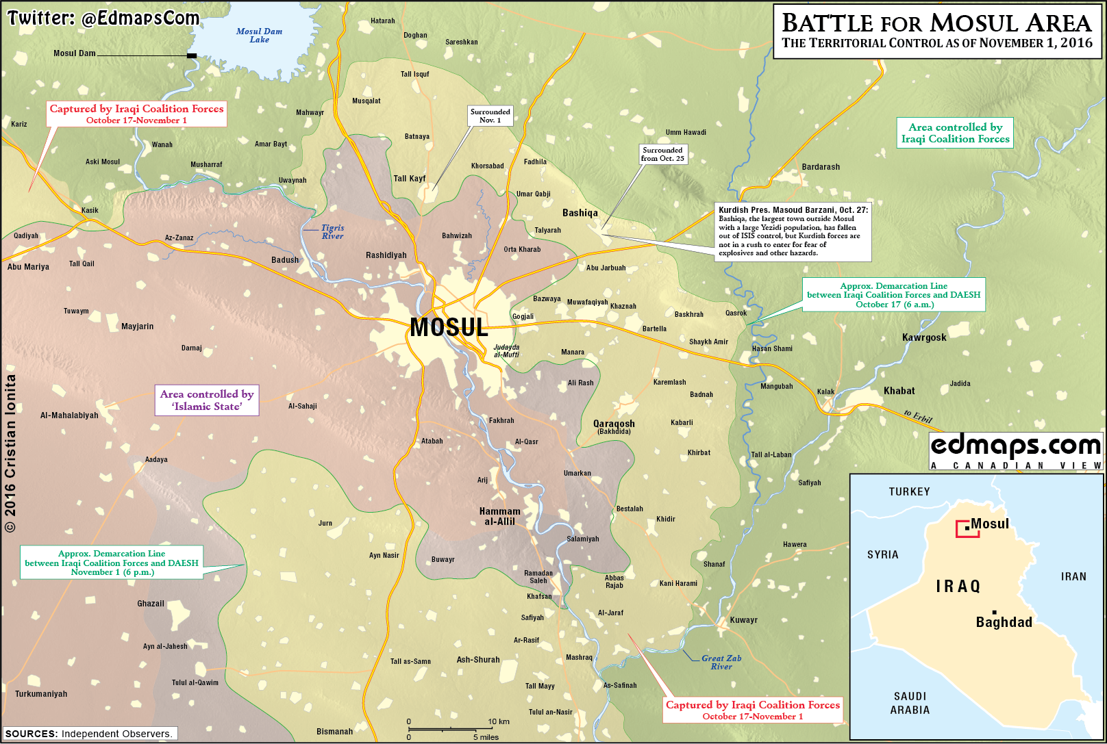 Iraqi Map Update: Anti-ISIS Forces Readying to Wide-Scale Storm of Mosul