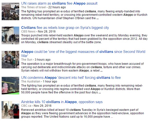 Media Hypocrisy: In Aleppo Civilians Flee from 'Regime Offensive'