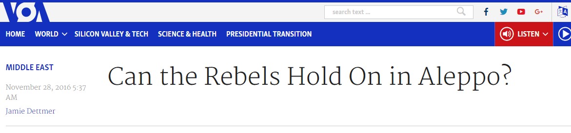 Mainstream Media Is in Outrage as Government Forces Liberating Northeastern Aleppo and Freeing Civilians Held there As Hostages