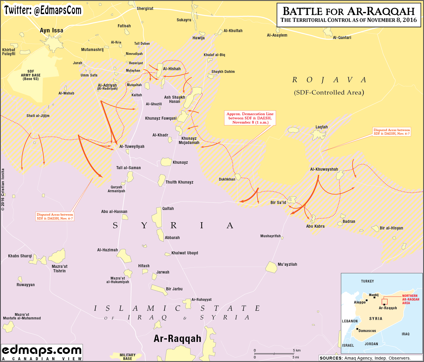 Kurdish Forces Seize more Areas from ISIS North of Raqqa