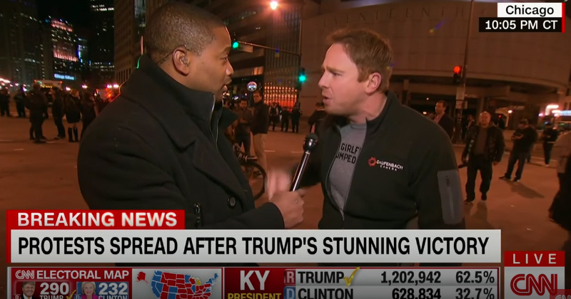 CNN Interviews ‘Outraged’ CNN Camerman during Trump Protests