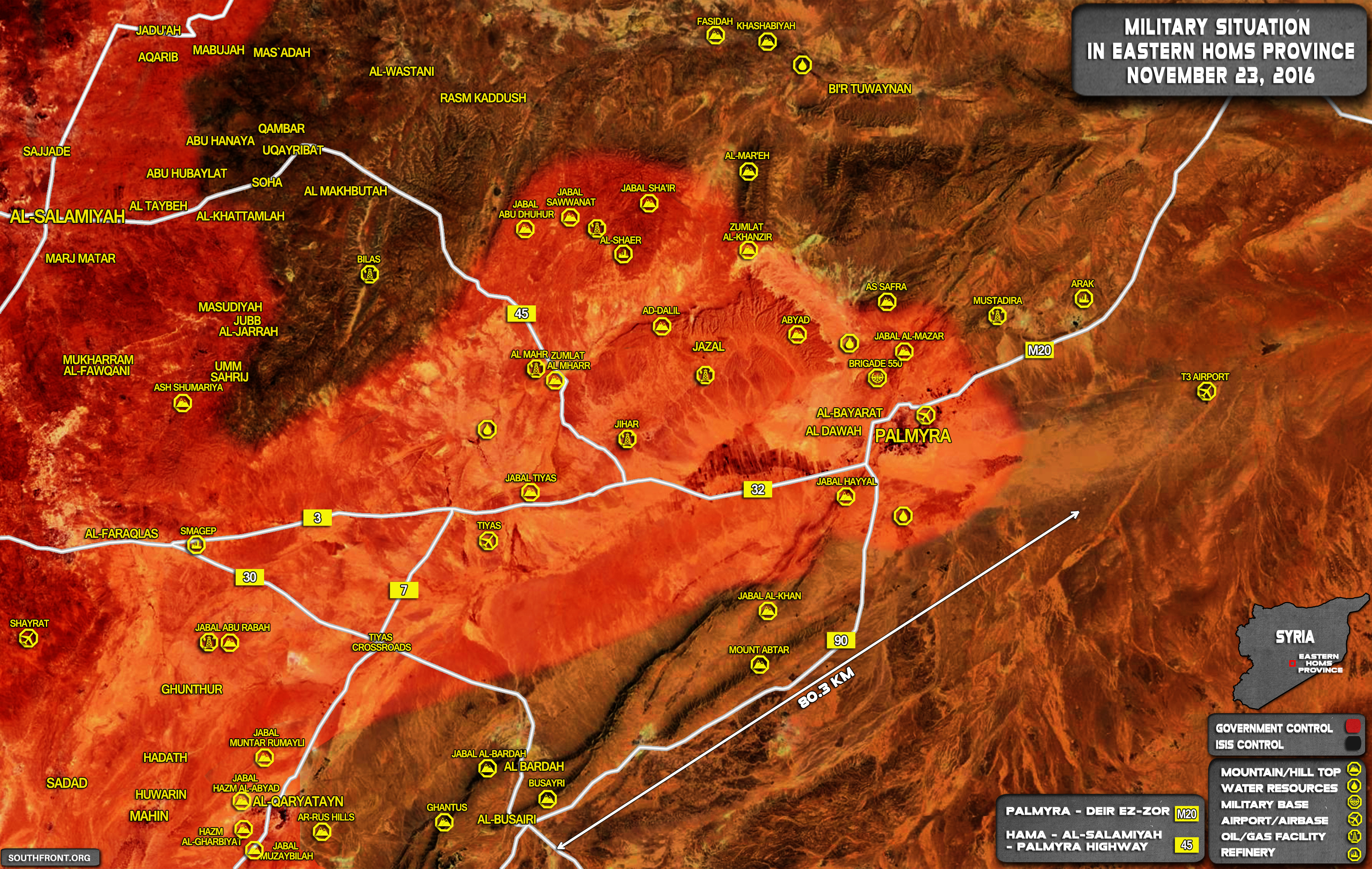 Syria Map Update: Military Situation in Eastern Homs on November 23, 2016