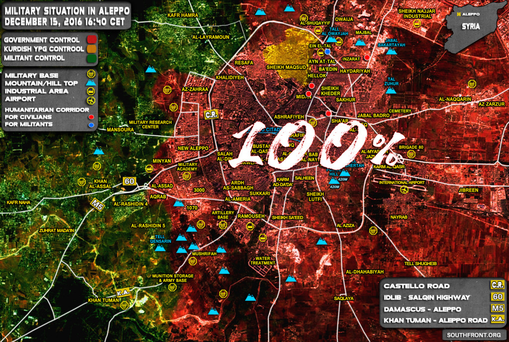 Govt Forces Control 100% Of Aleppo City - Russian General Staff