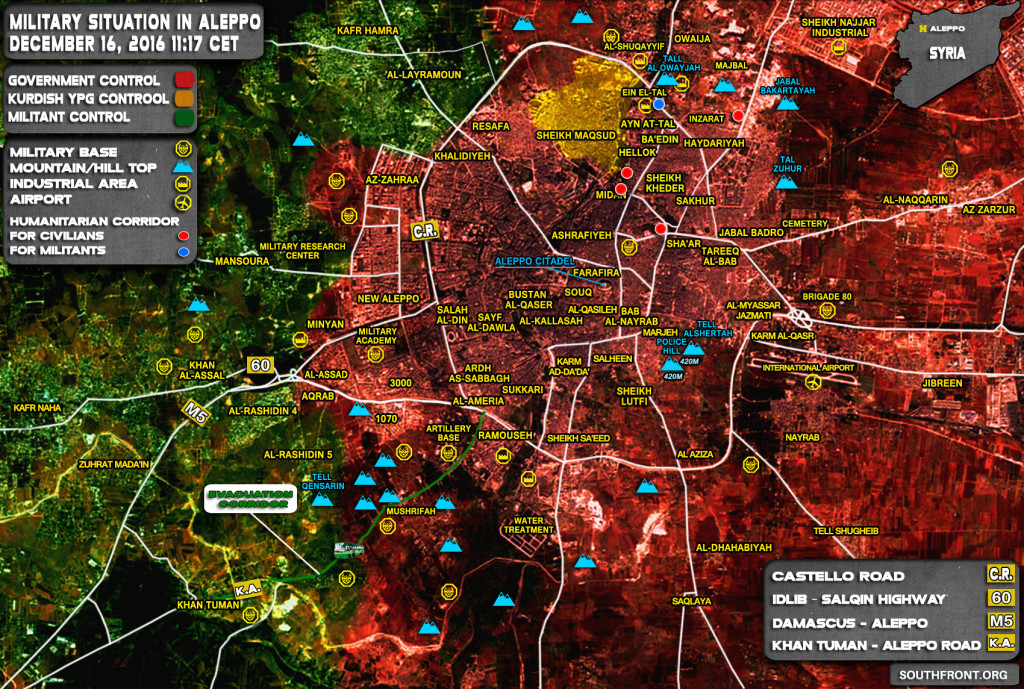 Militants Shell Evacuation Corridor In Eastern Aleppo, Violate Terms Of Agreement