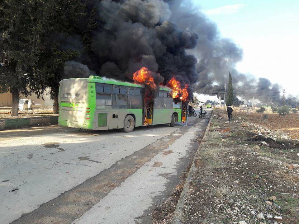 Syrian 'Rebels' Burn Buses En Route To Evacuate Sick & Injured Civilians From Govt-Held Villages In Idlib Province (Video, Photos)