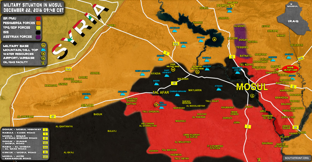 Military Situation In Area Of Mosul On December 22, 2016 (Iraq Map Update)