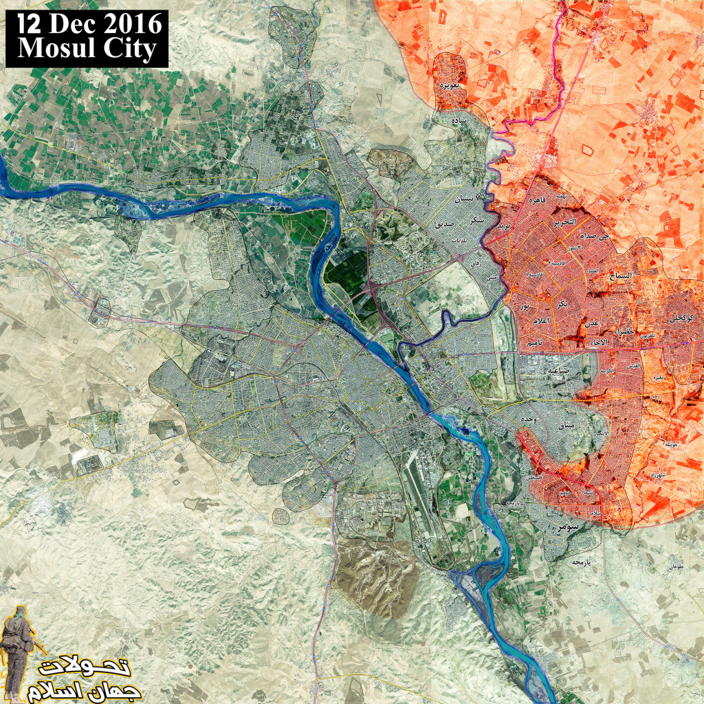 Iraq Map Update: Military Situation Inside Mosul On December 12, 2016