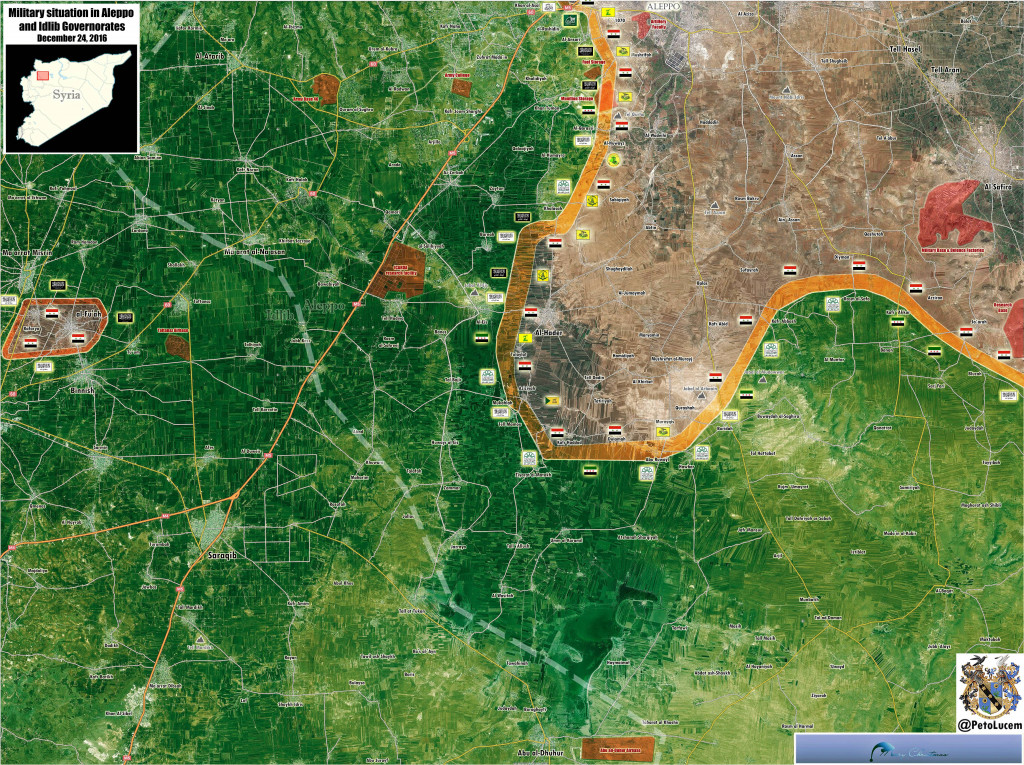 Military Situation In Aleppo-Idlib Countryside On December 24, 2016 (Syria Map Update)