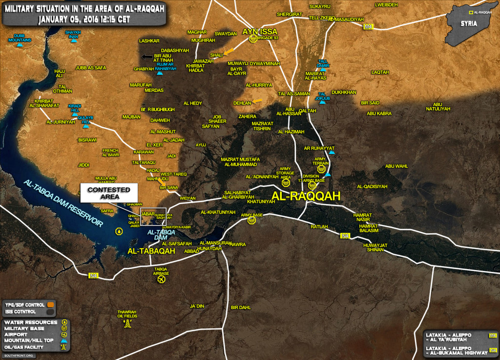 Military Situation In Area Of Raqqah On January 5, 2017 (Syria Map Update)