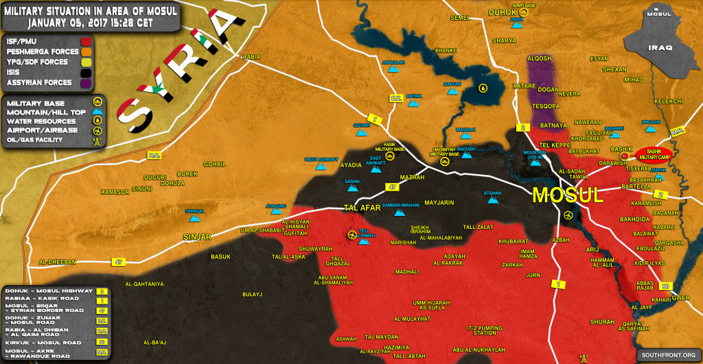 Military Situation In Area Of Mosul On January 5, 2017 (Iraqi Map Update)