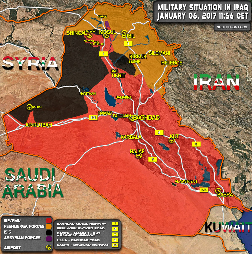 Military Situation In Iraq On January 6, 2017 (Map Update)