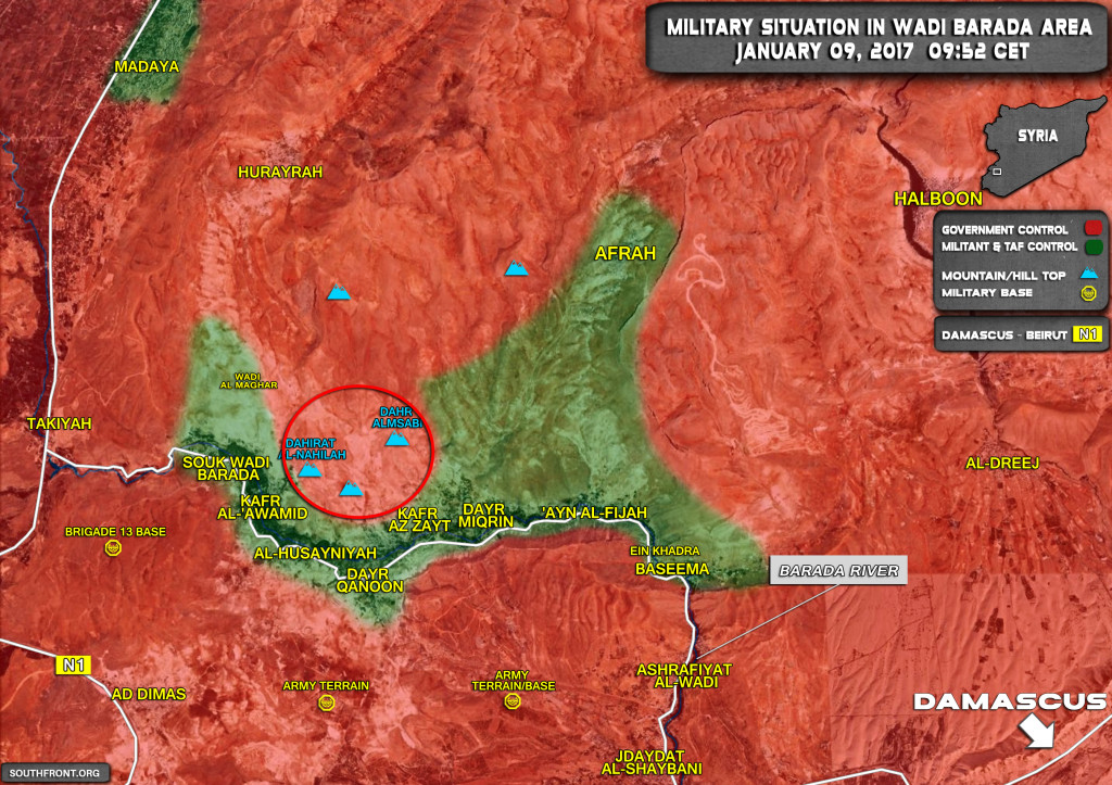 Syrian Army Gaining More Ground In Wada Barada (Map Update)