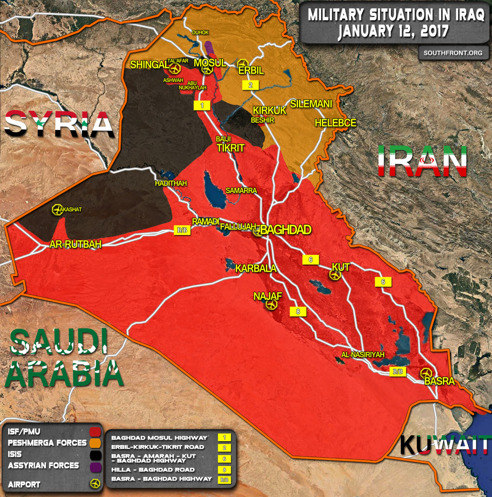 Military Situation In Iraq On January 12, 2017 (Map Update)