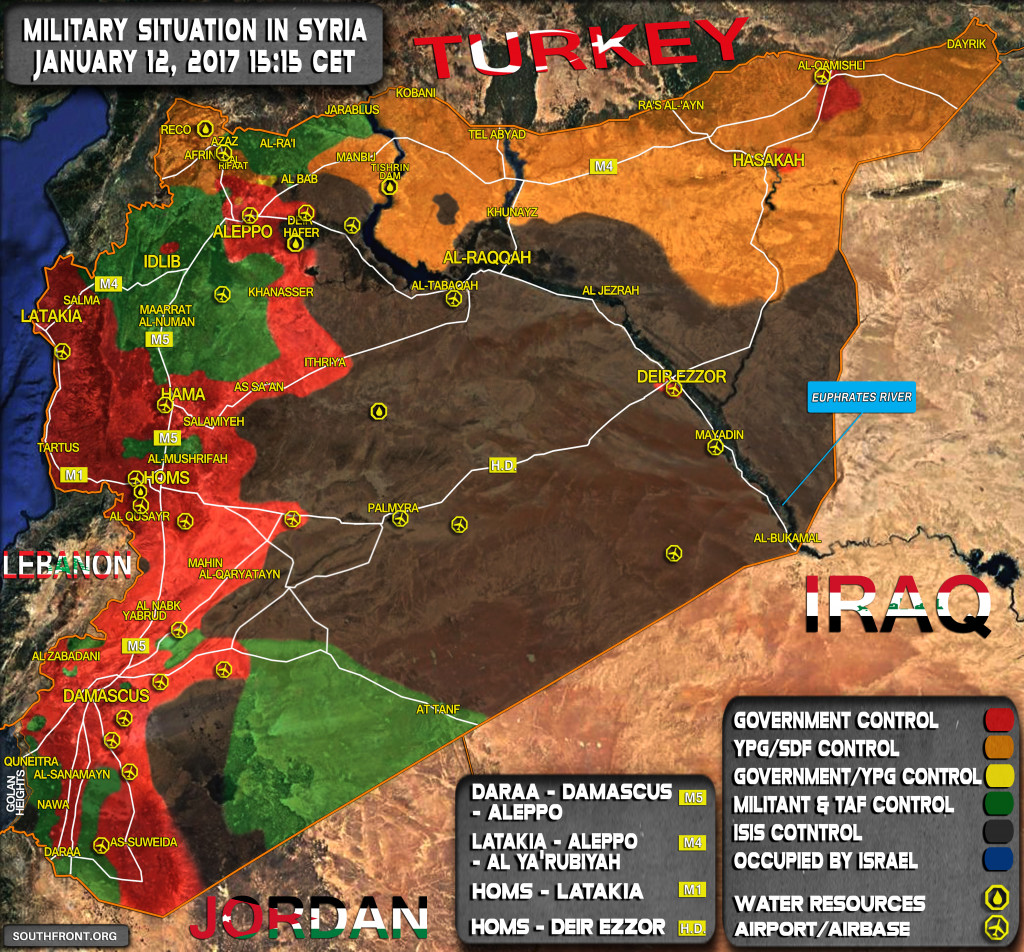 Military Situation In Syria On January 12, 2017 (Map Update)