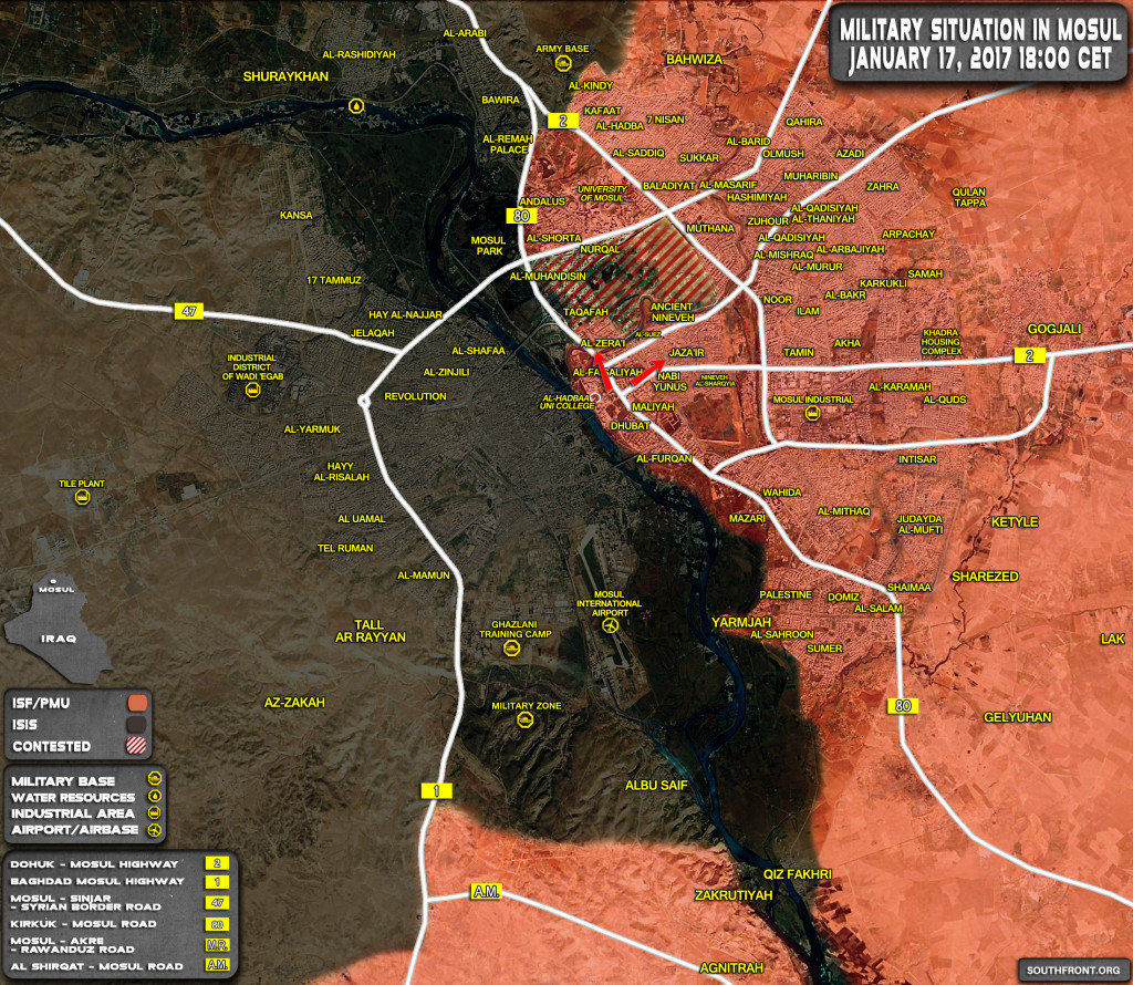 Military Situation In Mosul City On January 17, 2017 (Iraqi Map Update)