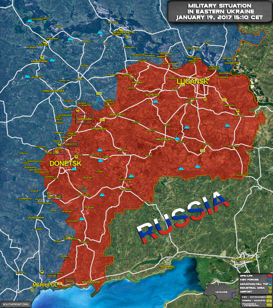 Military Situation In Eastern Ukrane on January 19, 2017 (Map Update)