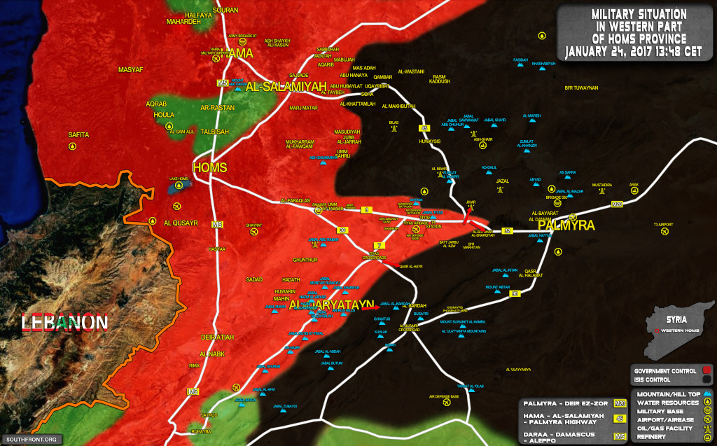 Syrian Army Continues Offensive Against ISIS Along Palmyra-Homs Road