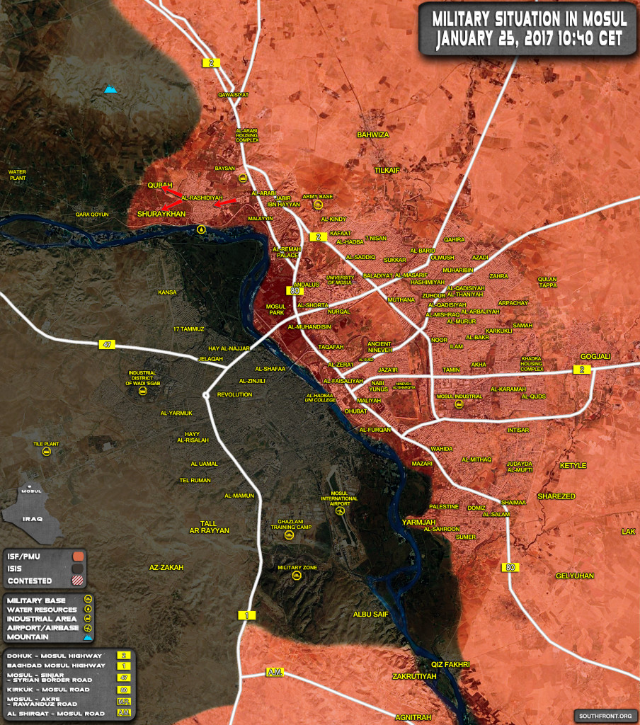 Military Situation In Mosul City And Its Countryside On January 25, 2017