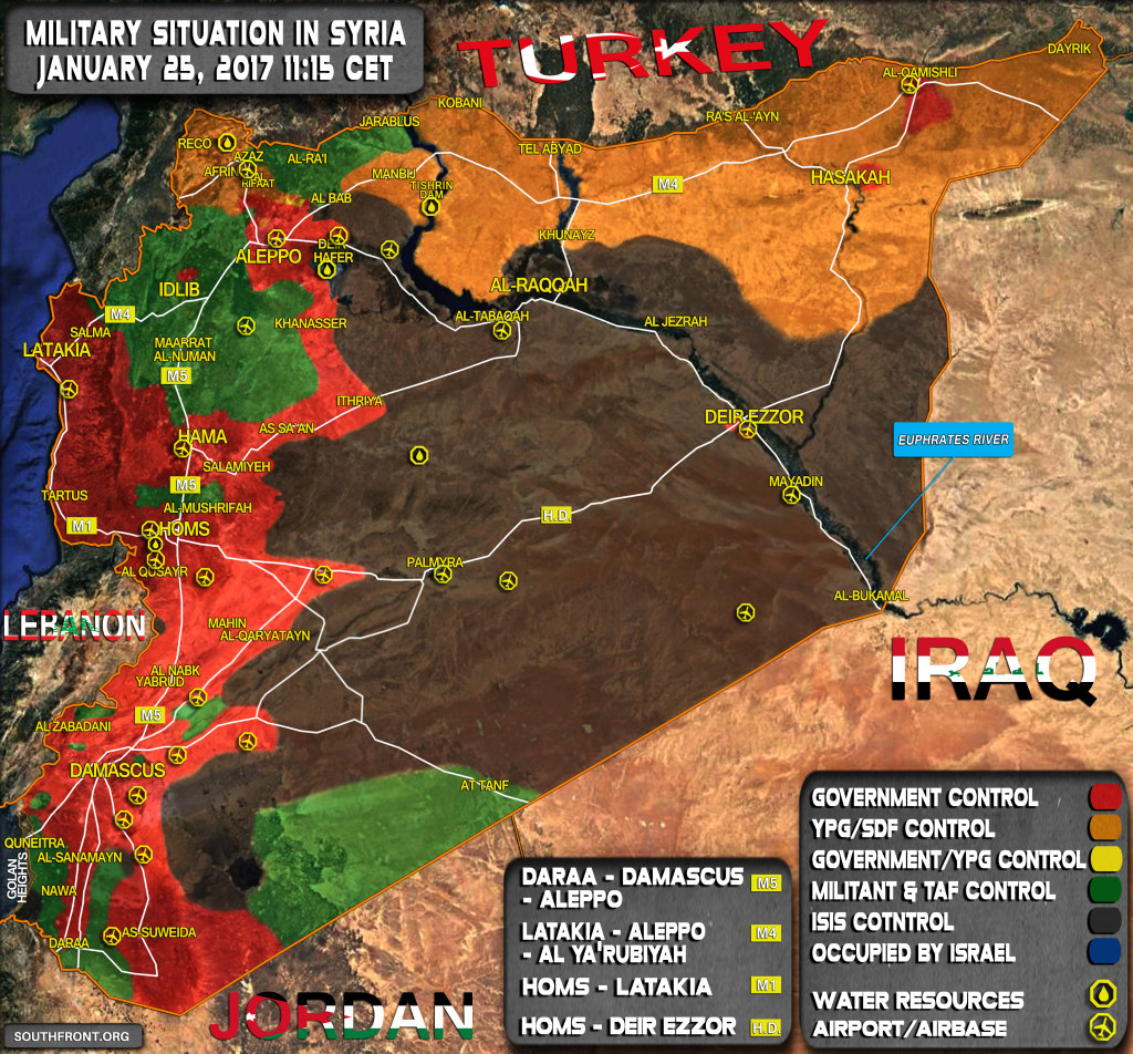 Military Situation In Syria On January 25, 2017 (Map Update)