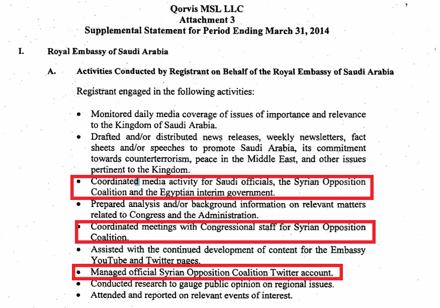 Saudi Embassy Manages Official Twitter Account Of "Syrian Opposition"