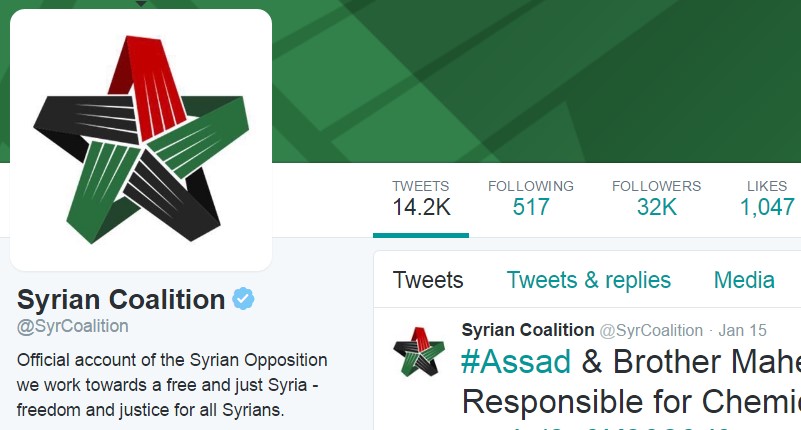 Saudi Embassy Manages Official Twitter Account Of "Syrian Opposition"