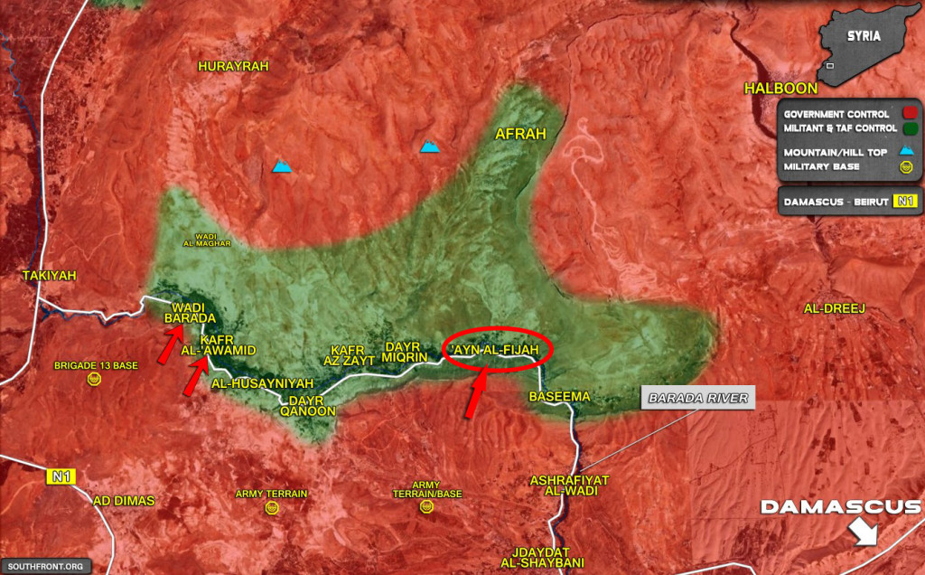 Syrian Army Continues Anti-Terrorist Operation Northwest Of Damascus, Liberates Ayn Al-Fijah Village - Reports