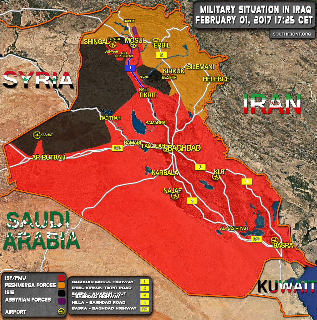 Military Situation In Iraq On February 1, 2017 (Map Update)