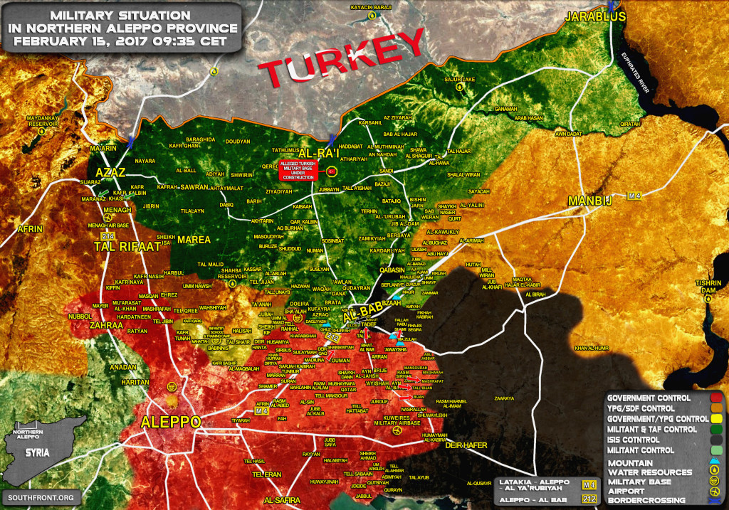 Military Situation In Northern Aleppo Proince On February 15, 2017 (Map)