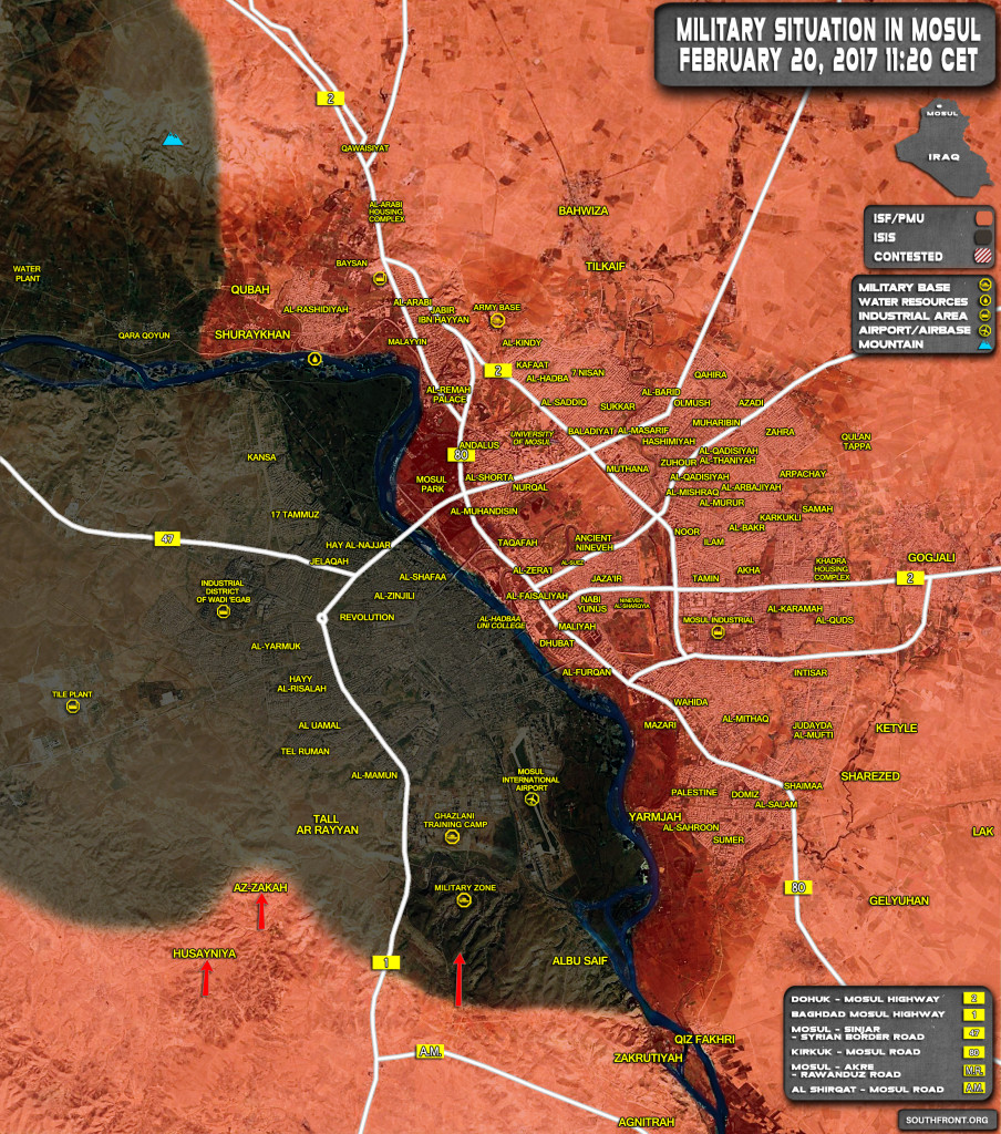 Military Situation In Area Of Mosul On February 20, 2017