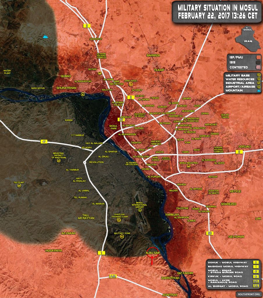 Military Situation In Mosul City On February 22, 2017 (Iraqi Map Update)